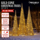 Christmas Trees: Christabelle 3pc Christmas Tree Indoor Outdoor Display Decoration LED Lights Front Yard Lawn Statue Ornament