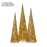 Christmas Trees: Christabelle 3pc Christmas Tree Indoor Outdoor Display Decoration LED Lights Front Yard Lawn Statue Ornament