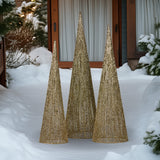 Christmas Trees: Christabelle 3pc Christmas Tree Indoor Outdoor Display Decoration LED Lights Front Yard Lawn Statue Ornament