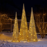 Christmas Trees: Christabelle 3pc Christmas Tree Indoor Outdoor Display Decoration LED Lights Front Yard Lawn Statue Ornament