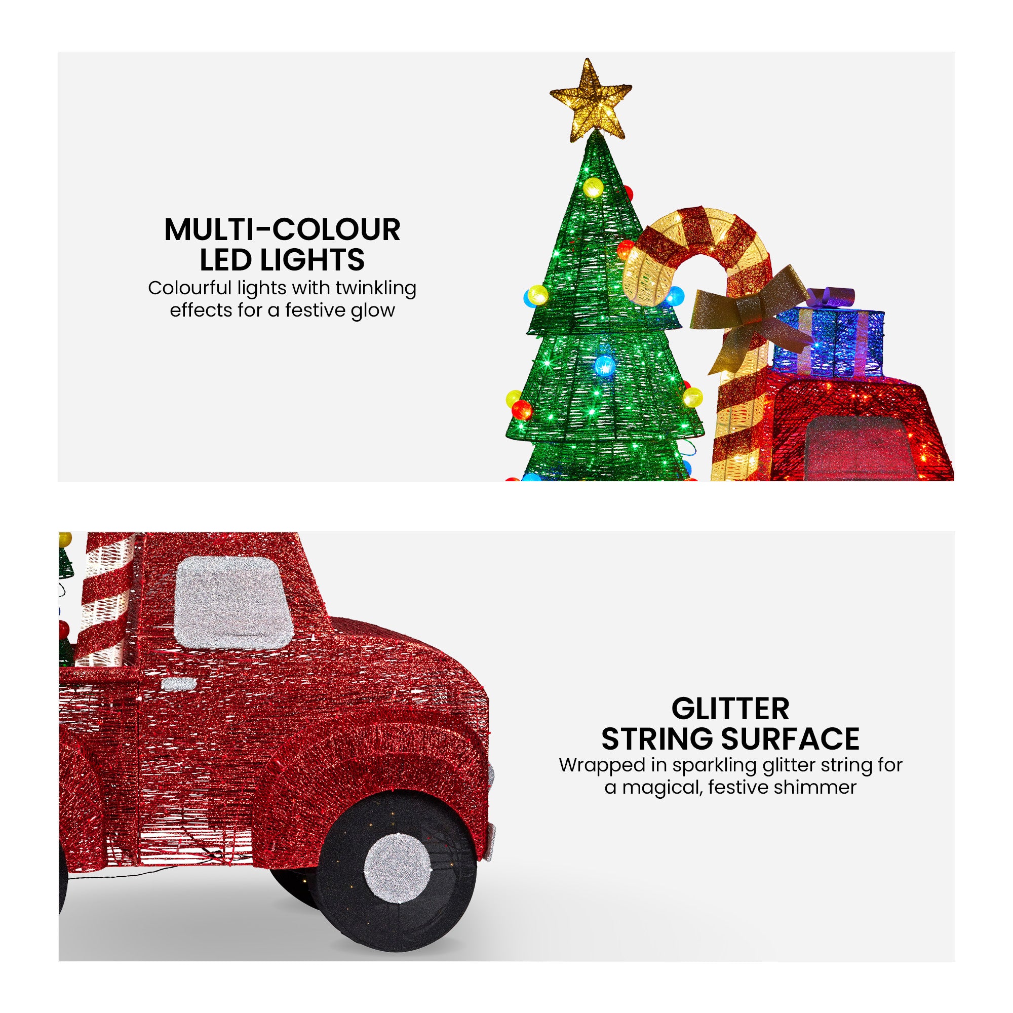 Christmas Decorations: Christabelle 1.4m Christmas Tree Truck Indoor Outdoor Display Decoration LED Lights Front Yard Lawn Statue Ornament