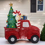 Christmas Decorations: Christabelle 1.4m Christmas Tree Truck Indoor Outdoor Display Decoration LED Lights Front Yard Lawn Statue Ornament