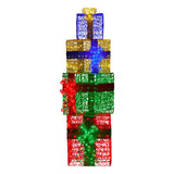 Christmas Decorations: Christabelle 190cm 4-piece Gift Stack Box Christmas Decor Bows Led Lights Xmas