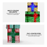 Christmas Decorations: Christabelle 190cm 4-piece Gift Stack Box Christmas Decor Bows Led Lights Xmas