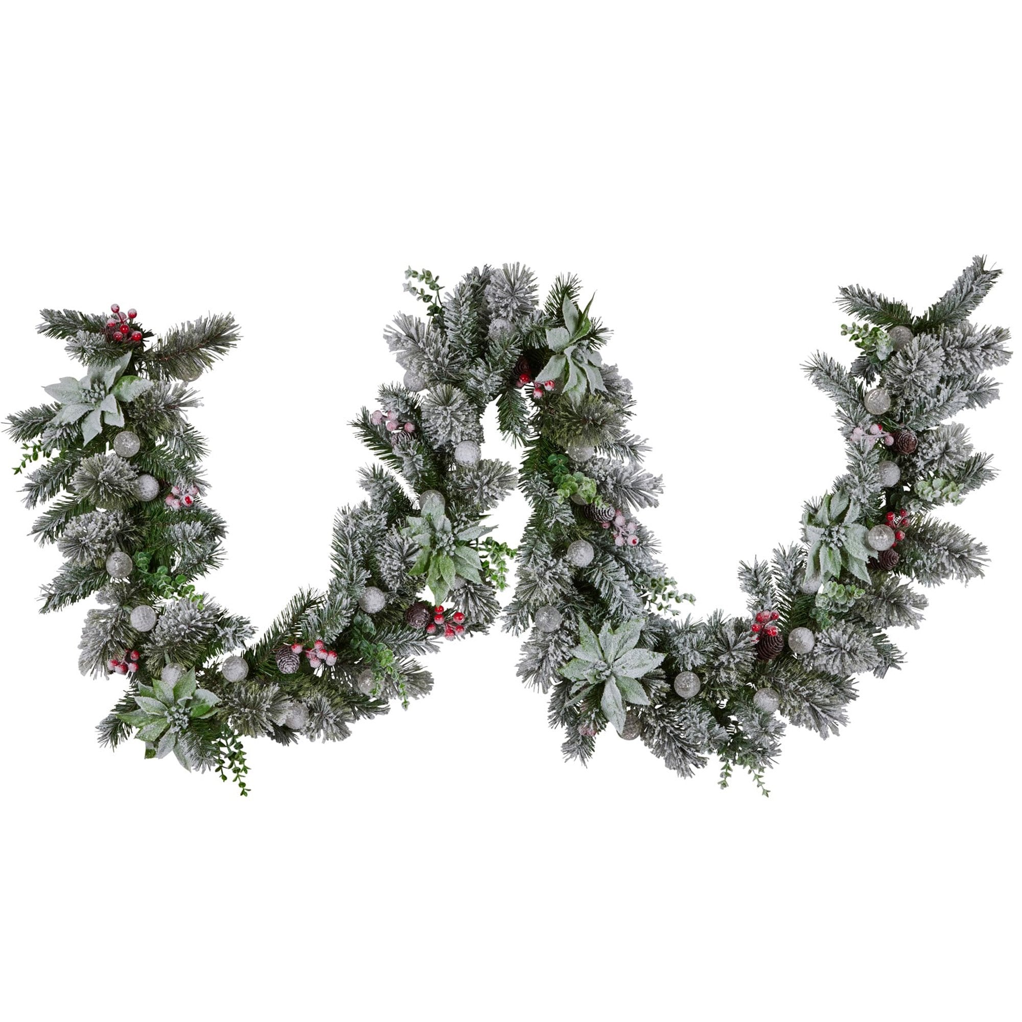 Christmas Wreaths & Garlands: Swishmas 274cm Snowy Crown Pine Pre-Lit Multicolour Christmas Garland