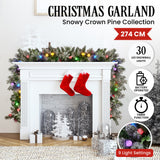 Christmas Wreaths & Garlands: Swishmas 274cm Snowy Crown Pine Pre-Lit Multicolour Christmas Garland