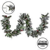 Christmas Wreaths & Garlands: Swishmas 274cm Snowy Crown Pine Pre-Lit Multicolour Christmas Garland