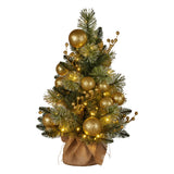 Christmas Trees: Christabelle 61cm Battery-operated Christmas Tree Warm Lights Led Table Top Gold