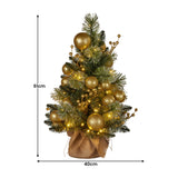 Christmas Trees: Christabelle 61cm Battery-operated Christmas Tree Warm Lights Led Table Top Gold