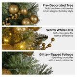 Christmas Trees: Christabelle 61cm Battery-operated Christmas Tree Warm Lights Led Table Top Gold