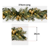 Christmas Wreaths & Garlands: Christabelle 2.7m Christmas Garland with Gold Baubles and LED Lights Mantle Decoration Ornament