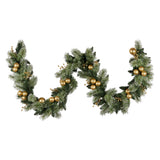 Christmas Wreaths & Garlands: Christabelle 2.7m Christmas Garland with Gold Baubles and LED Lights Mantle Decoration Ornament