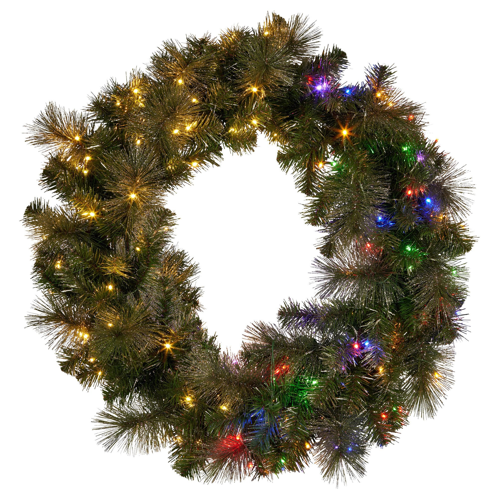 Christmas Wreaths & Garlands: Christabelle 1.22m Split 2pc Christmas Wreath with LED Lights Pine Dual Front Doors Decoration Ornament