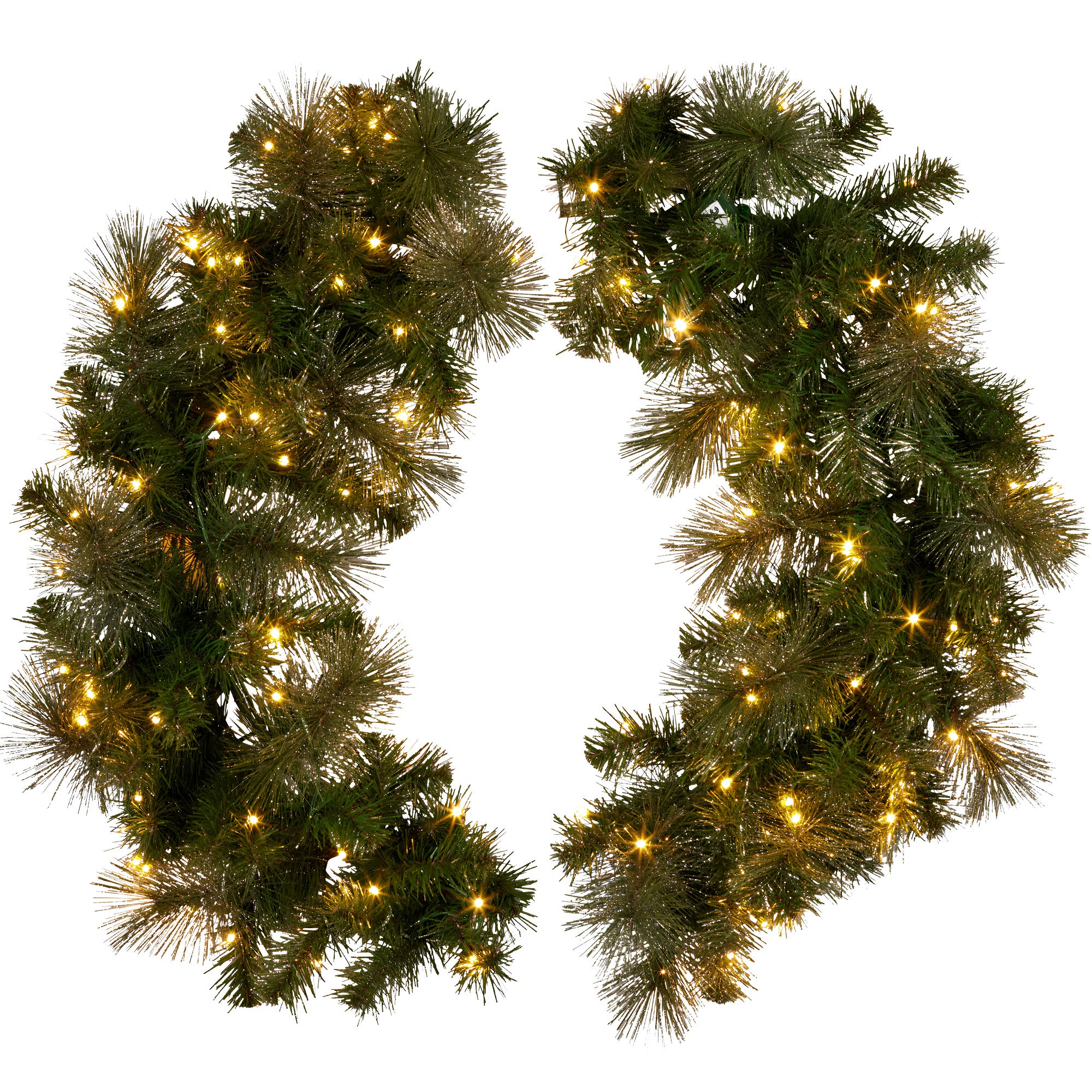 Christmas Wreaths & Garlands: Christabelle 1.22m Split 2pc Christmas Wreath with LED Lights Pine Dual Front Doors Decoration Ornament