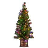 Christmas Trees: Christabelle 4ft Christmas Tree Glittery Gold Pine Led Multi Lights Xmas Decor