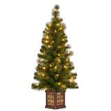 Christmas Trees: Christabelle 4ft Christmas Tree Glittery Gold Pine Led Multi Lights Xmas Decor