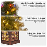 Christmas Trees: Christabelle 4ft Christmas Tree Glittery Gold Pine Led Multi Lights Xmas Decor
