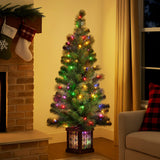 Christmas Trees: Christabelle 4ft Christmas Tree Glittery Gold Pine Led Multi Lights Xmas Decor