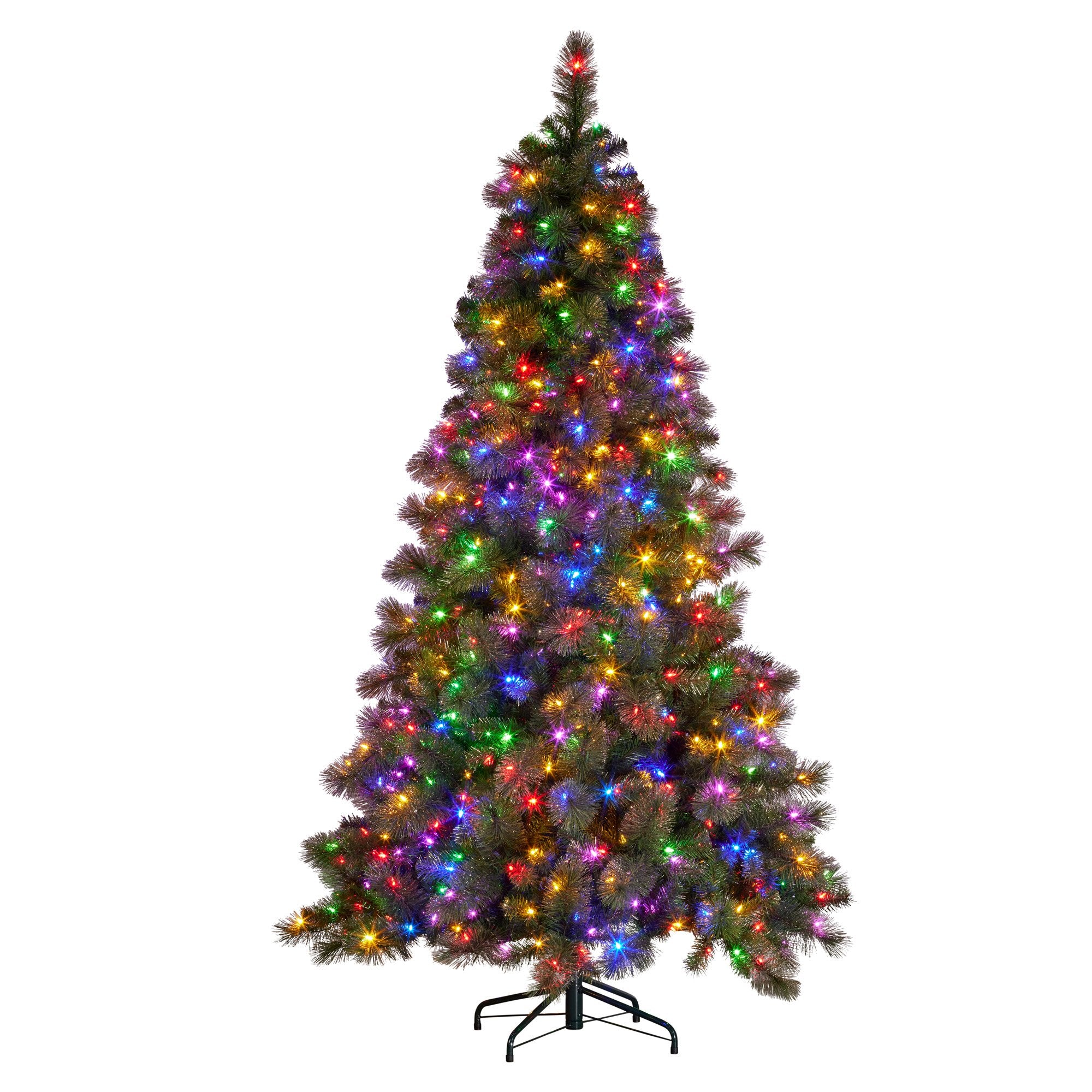 Christmas Trees: Christabelle 7.5ft Christmas Tree Glittery Gold Pine Led Multi-functional Lights