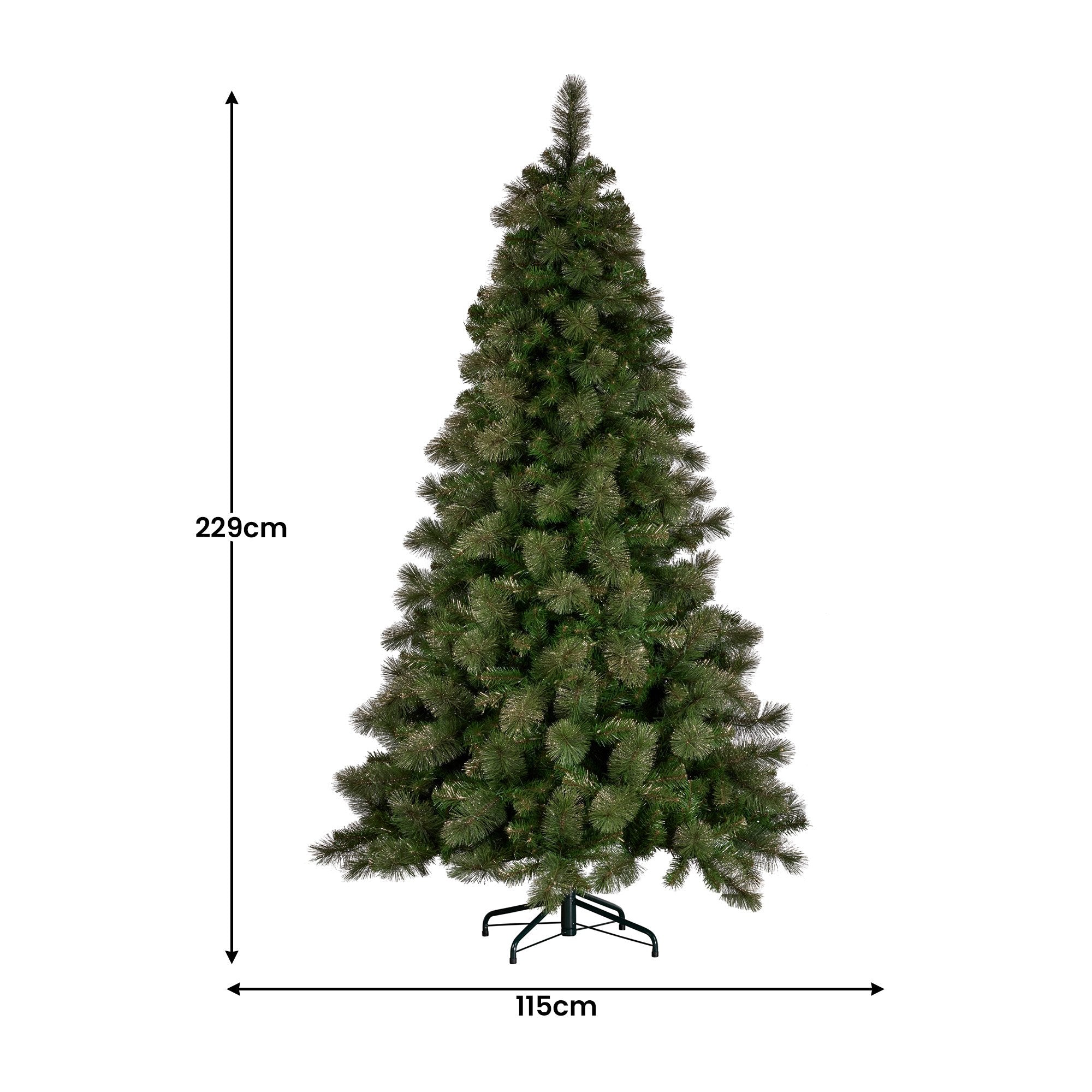 Christmas Trees: Christabelle 7.5ft Christmas Tree Glittery Gold Pine Led Multi-functional Lights