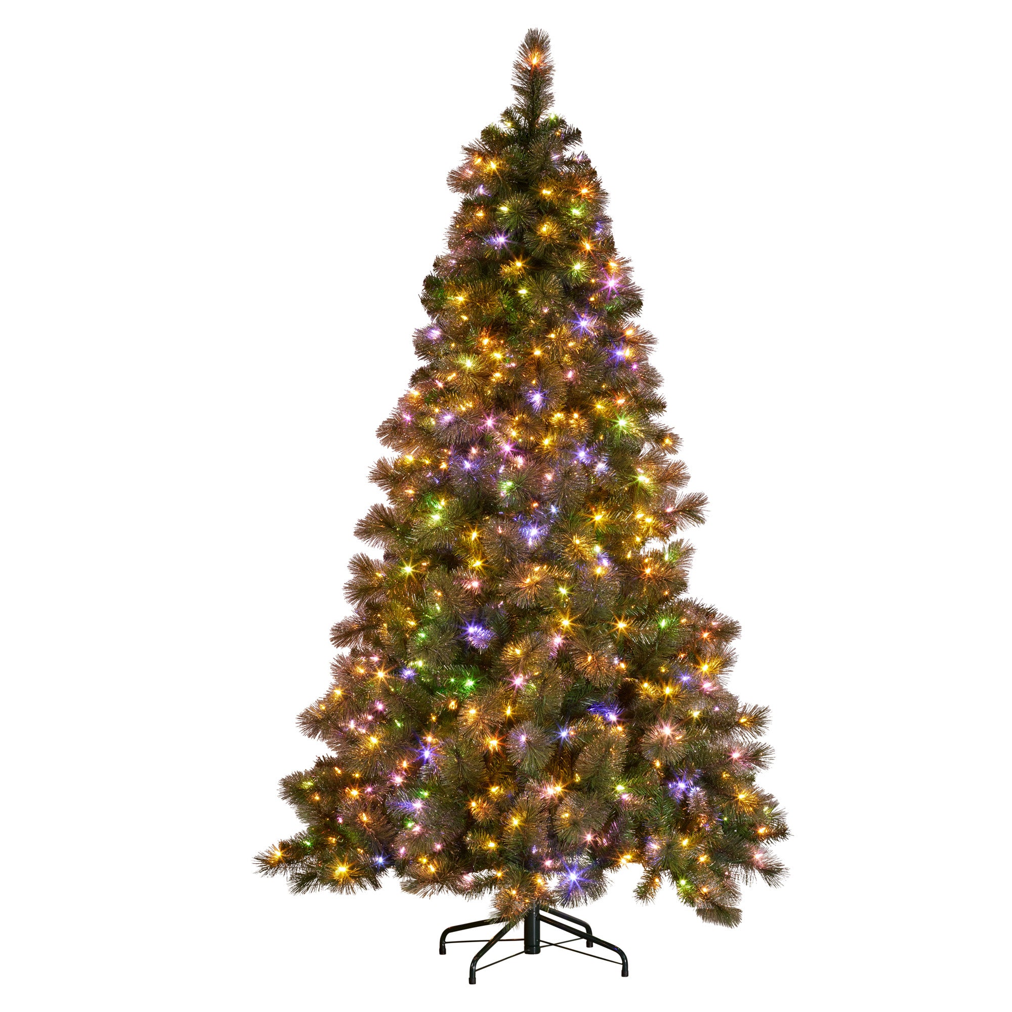 Christmas Trees: Christabelle 7.5ft Christmas Tree Glittery Gold Pine Led Multi-functional Lights