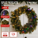 Christmas Wreaths & Garlands: Christabelle 76cm Split Christmas Wreath with LED Lights for Double Front Doors Decoration