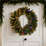 Christmas Wreaths & Garlands: Christabelle 76cm Split Christmas Wreath with LED Lights for Double Front Doors Decoration