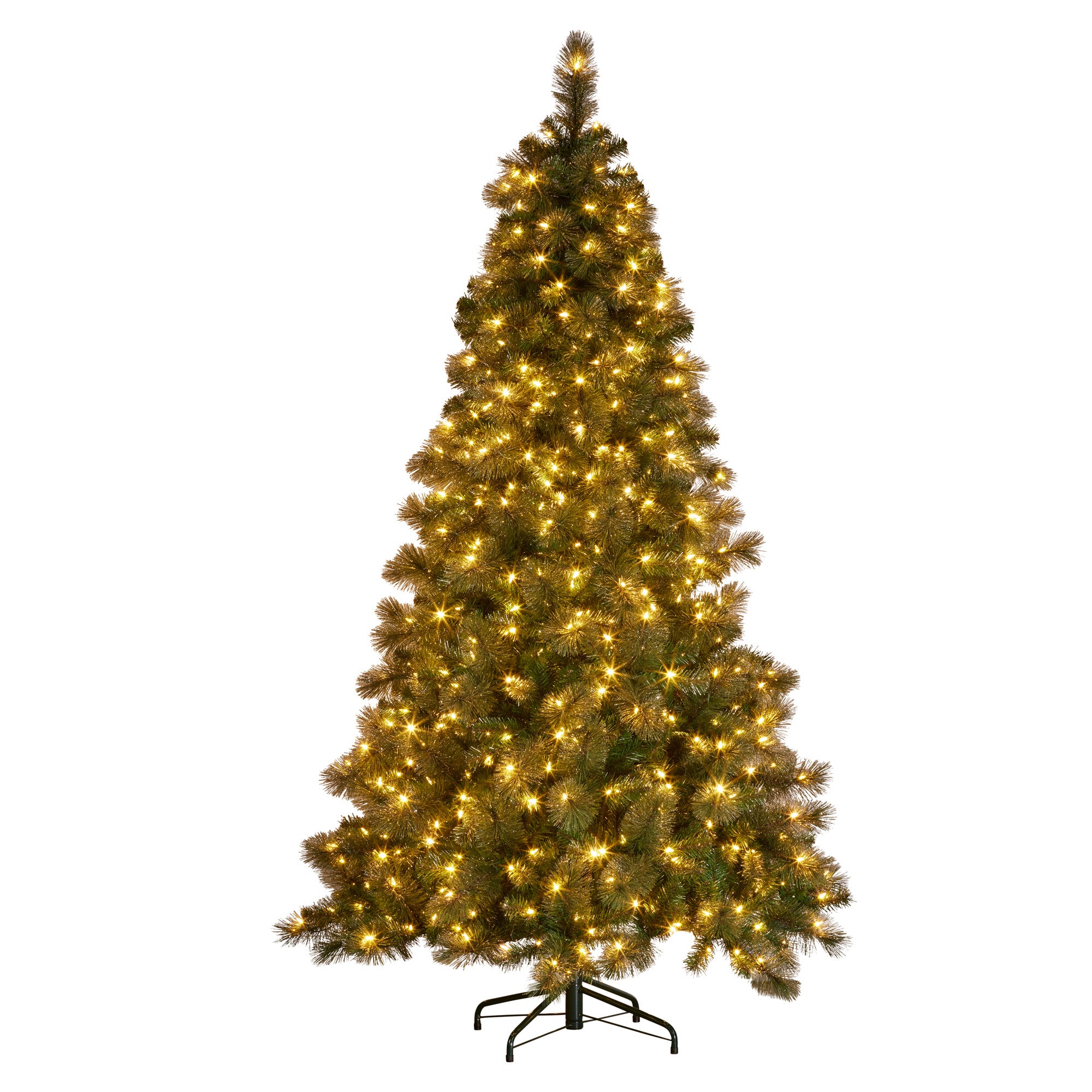 Christmas Trees: Christabelle 9ft Christmas Tree Glittery Gold Pine Needles 850 Led Lights Xmas