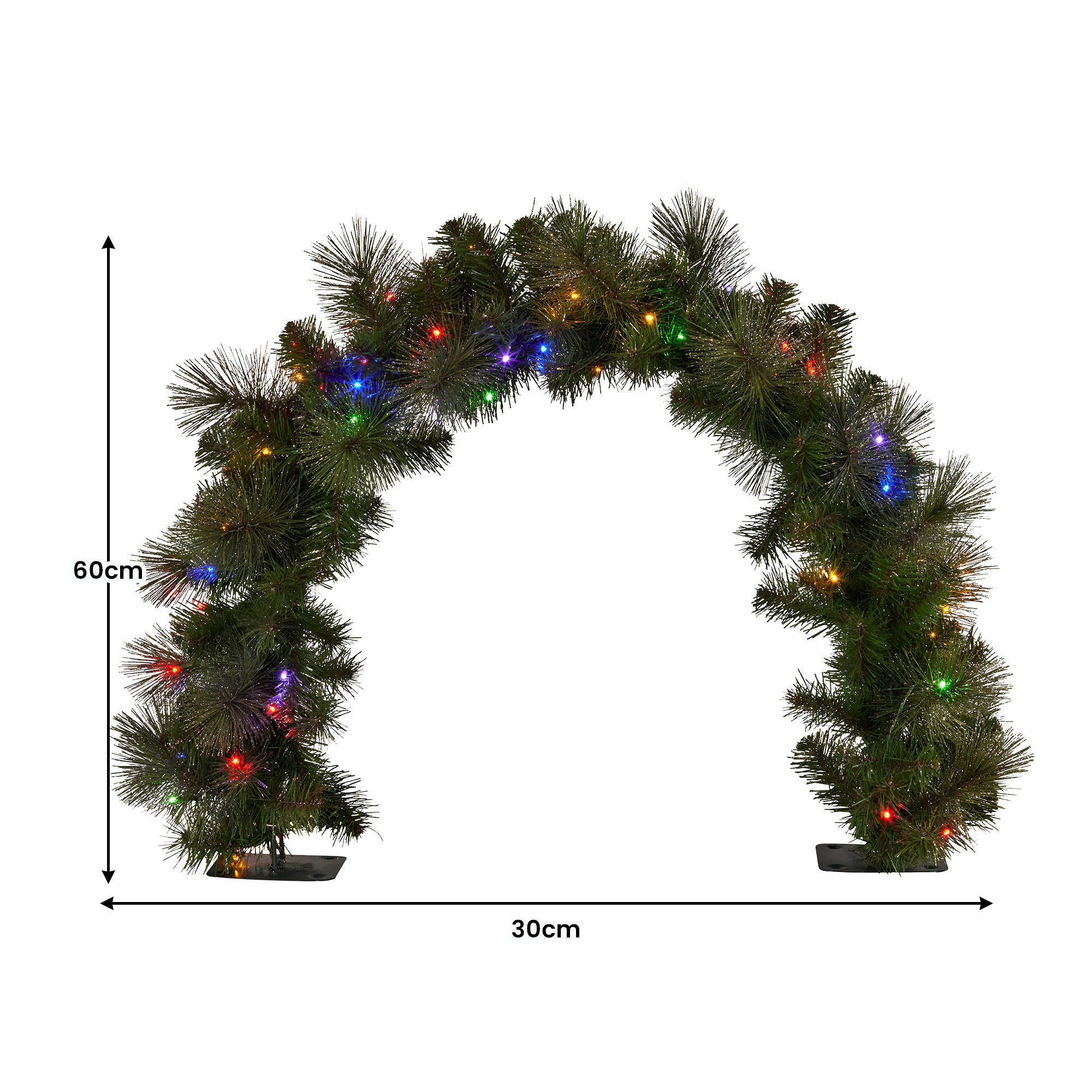 Christmas Wreaths & Garlands: Christabelle 60cm Tabletop Christmas Archway Garland with LED Lights Gold Mantle Decoration Ornament