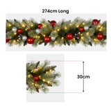Christmas Wreaths & Garlands: Christabelle 2.7m Christmas Garland with LED Lights and Baubles Mantle Decoration Ornament