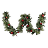 Christmas Wreaths & Garlands: Christabelle 2.7m Christmas Garland with LED Lights and Baubles Mantle Decoration Ornament