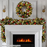 Christmas Wreaths & Garlands: Christabelle 2.7m Christmas Garland with LED Lights and Baubles Mantle Decoration Ornament