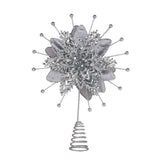 Christmas Decorations: Christabelle Christmas Tree Topper Poinsettia Decoration Ornament Silver Petals