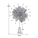 Christmas Decorations: Christabelle Christmas Tree Topper Poinsettia Decoration Ornament Silver Petals