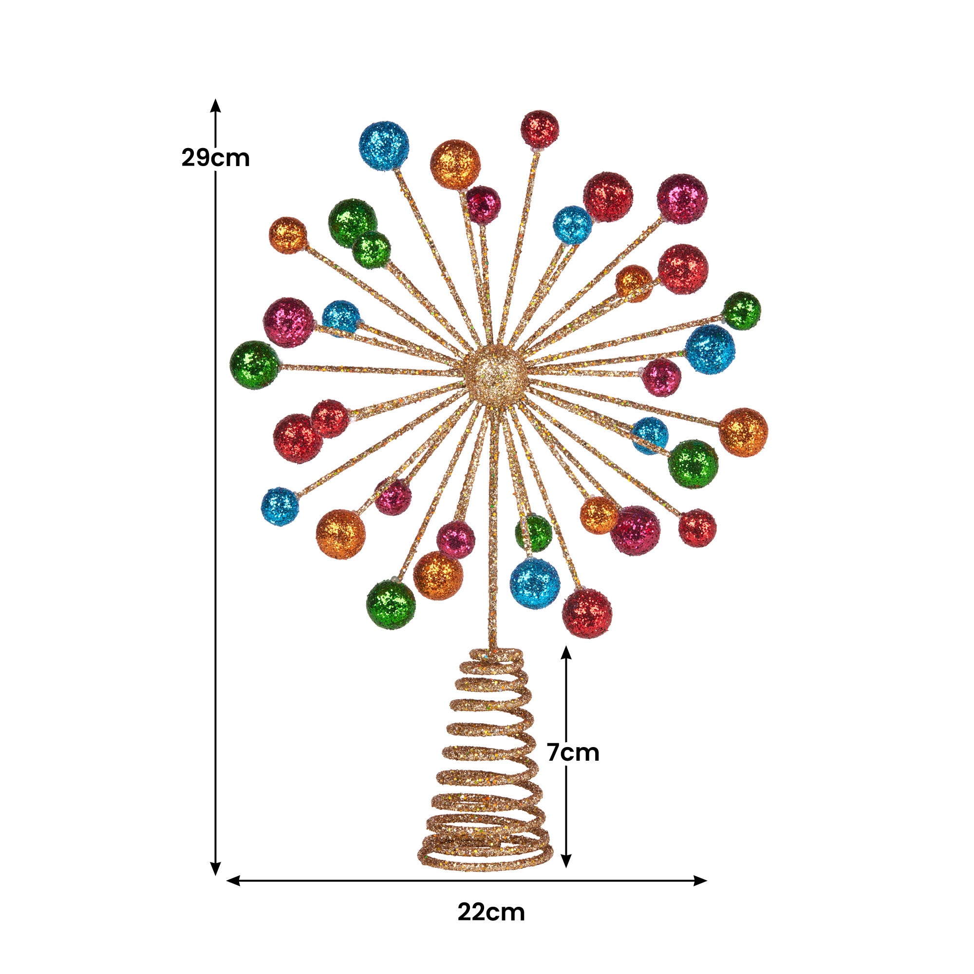 Christmas Decorations: Christabelle Christmas Tree Topper Glittery Baubles Gold Decoration Ornaments