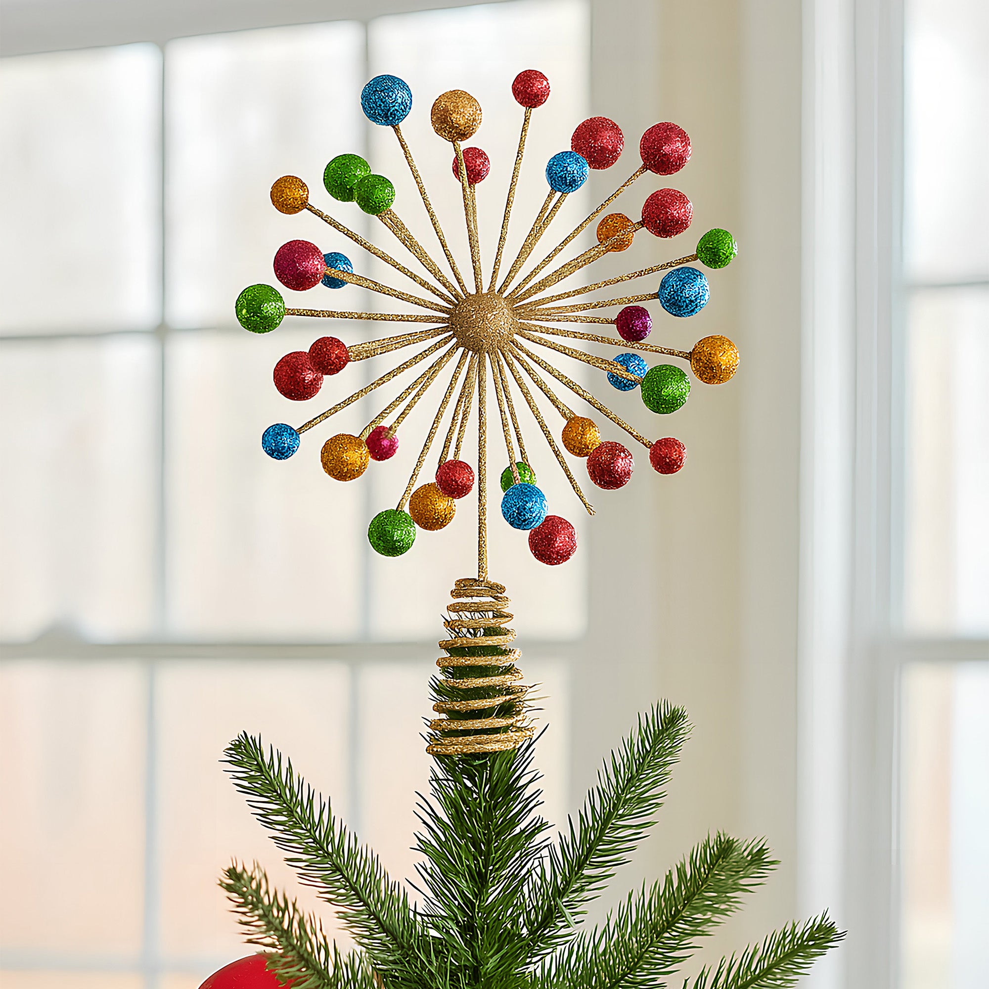 Christmas Decorations: Christabelle Christmas Tree Topper Glittery Baubles Gold Decoration Ornaments