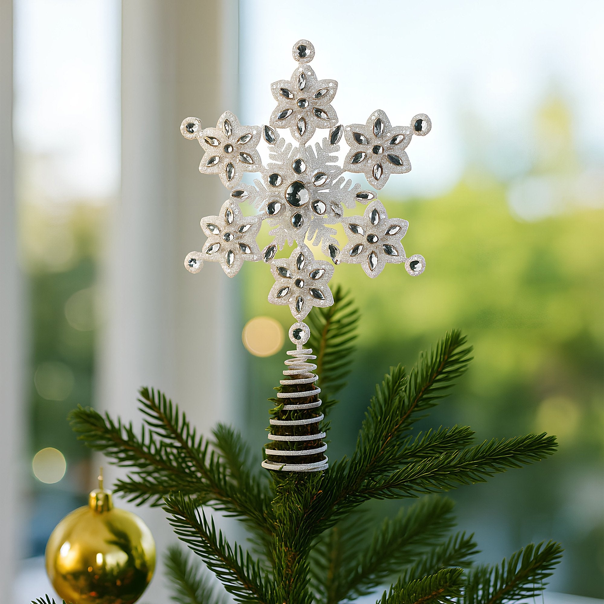 Christmas Decorations: Christabelle Snowflake Christmas Tree Topper Beaded Decoration Ornament Xmas