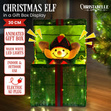 Christmas Decorations: Christabelle Animated Elf Gift Box Led Lights Christmas Tree Decoration Ornament