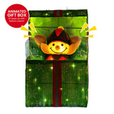 Christmas Decorations: Christabelle Animated Elf Gift Box Led Lights Christmas Tree Decoration Ornament