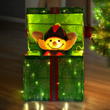 Christmas Decorations: Christabelle Animated Elf Gift Box Led Lights Christmas Tree Decoration Ornament