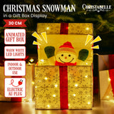 Christmas Decorations: Christabelle Animated Snowman Gift Box Led Christmas Tree Decoration Ornaments