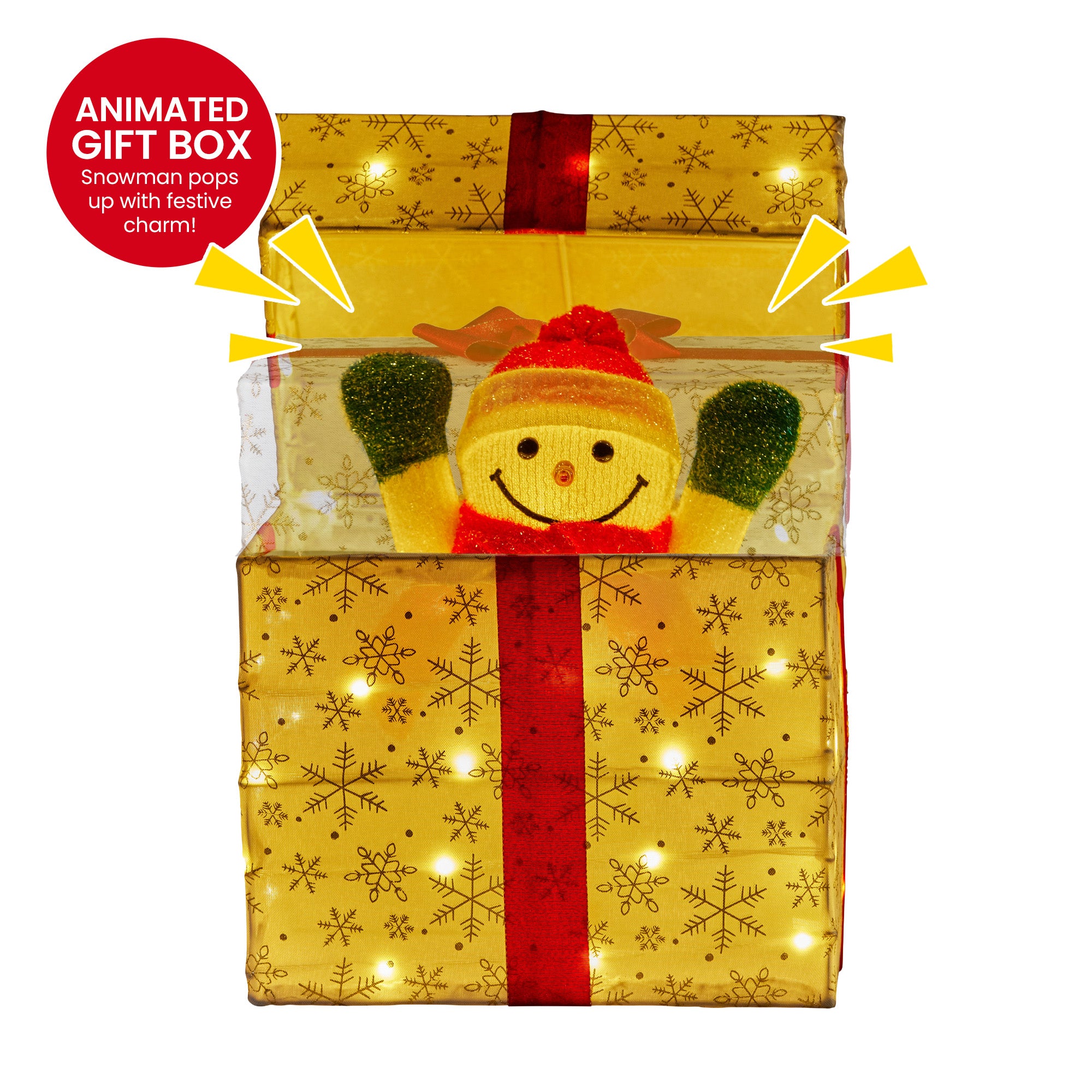 Christmas Decorations: Christabelle Animated Snowman Gift Box Led Christmas Tree Decoration Ornaments
