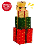 Christmas Decorations: Christabelle 122cm Animated Present Stack Santa Led Lights Christmas Tree Decor