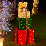 Christmas Decorations: Christabelle 122cm Animated Present Stack Santa Led Lights Christmas Tree Decor
