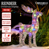 Christmas Decorations: Christabelle 112cm Animated Reindeer Christmas LED Lights Indoor Outdoor Yard Statue Decoration