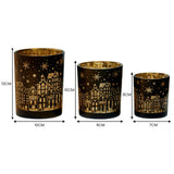 Candle Accessories: Christabelle Christmas Candle Jar Set Of 3 Black And Gold Holiday Candle Holders