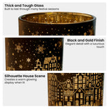 Candle Accessories: Christabelle Christmas Candle Jar Set Of 3 Black And Gold Holiday Candle Holders