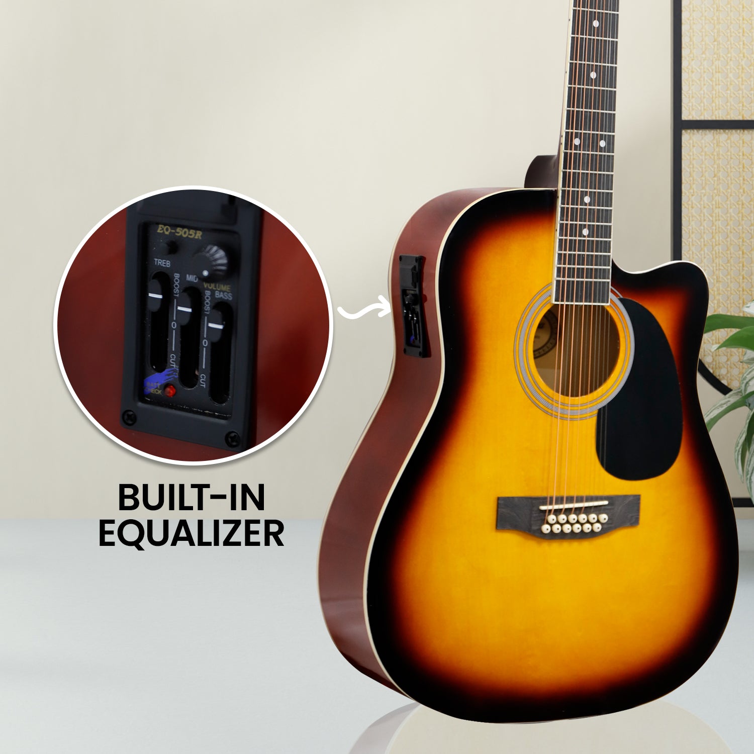 Guitars: Karrera Acoustic Guitar 12-String with EQ - Sunburst