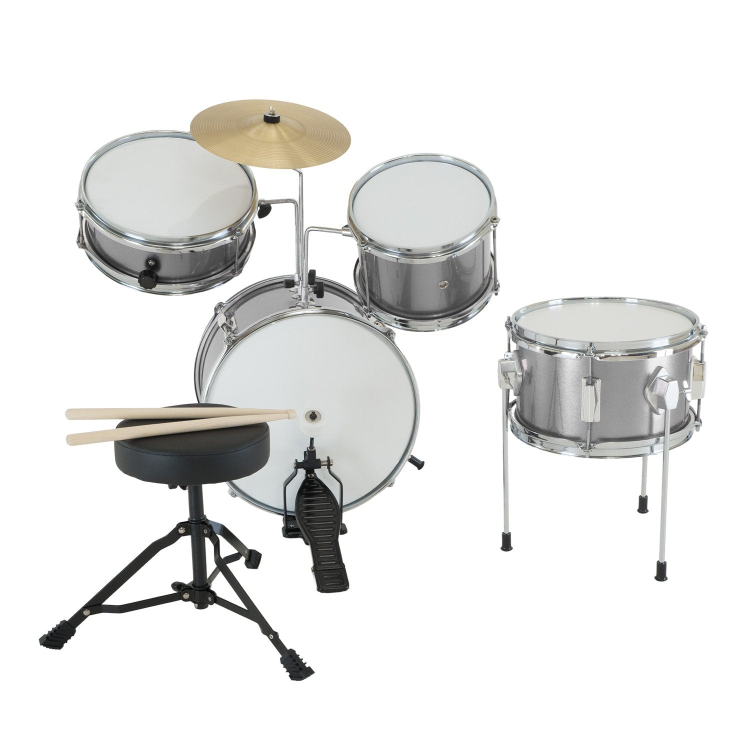 Drums: Karrera Childrens 4pc Drum Kit - Silver