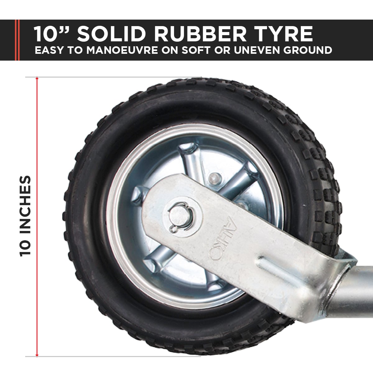 Alko 10-inch 623660XP3 Heavy-Duty Solid Tyre Jockey Wheel
